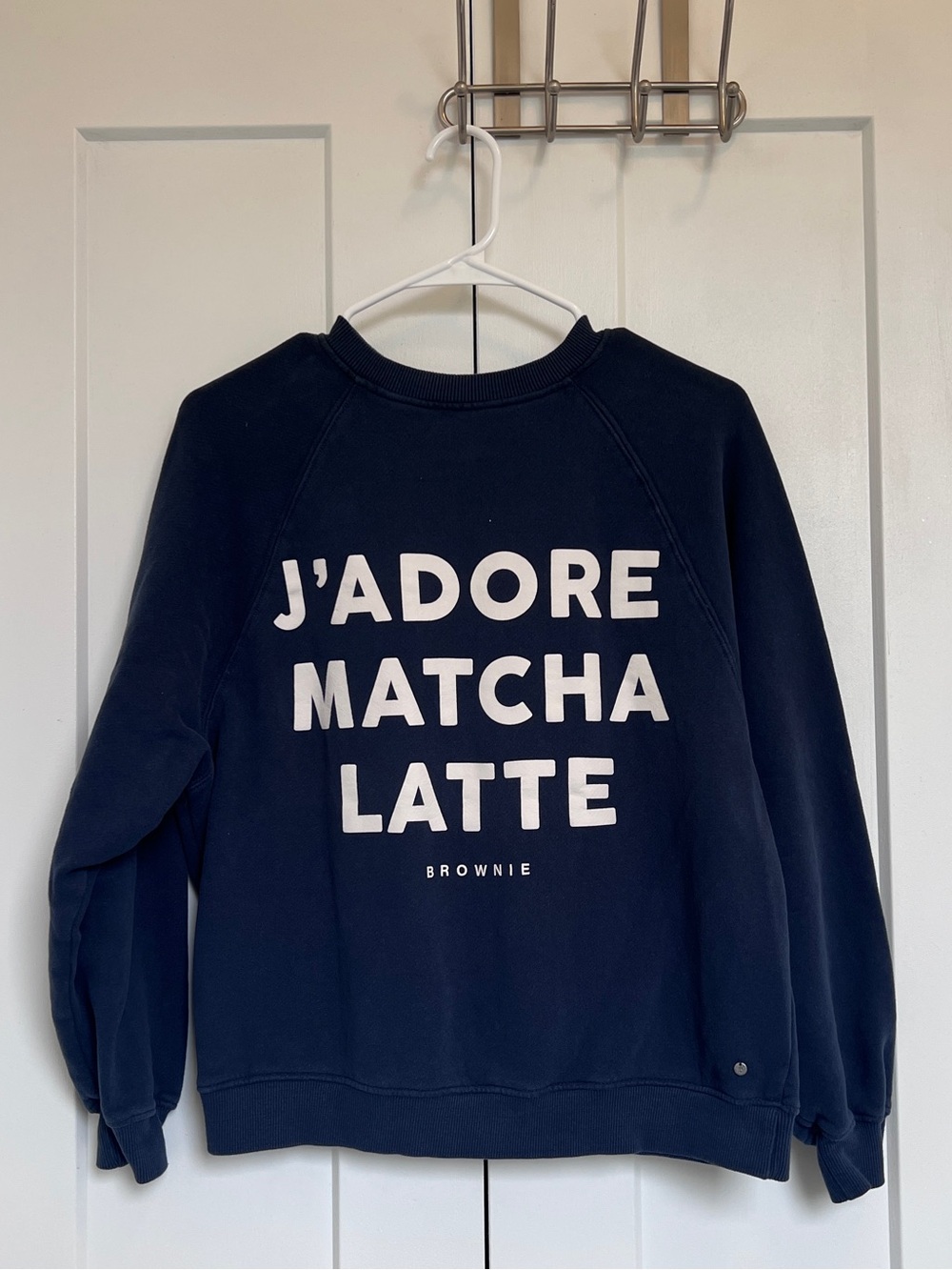 Navy 'J'ADORE MATCHA LATTE' Crewneck Sweatshirt